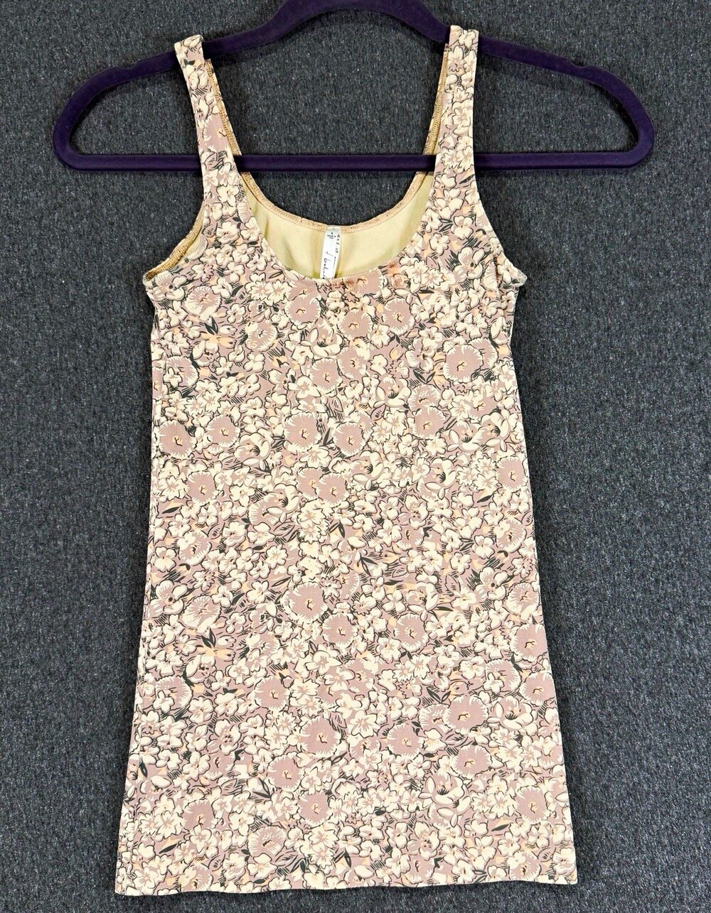 T. Boulanger Womens Floral Tank Dress Small Mauve Cream Made in USA